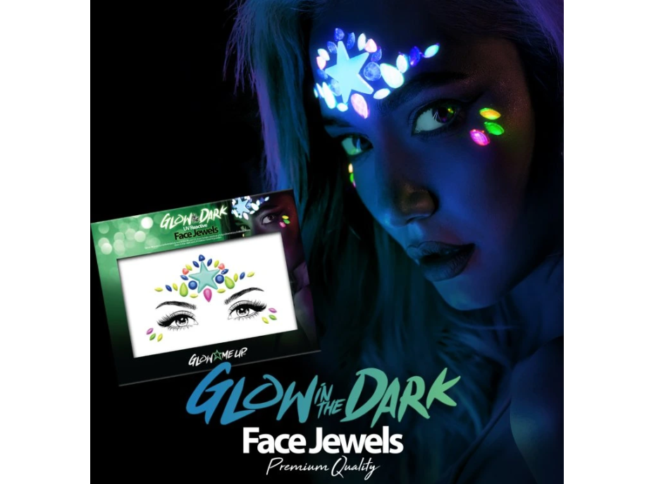 PAINTGLOW Samolepicí kamínky na obličej Hvězda - UV, svítící ve tmě