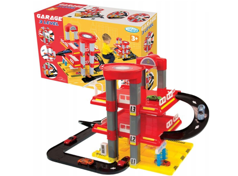 MOCHTOYS Třípatrová garáž s heliportem a výtahem
