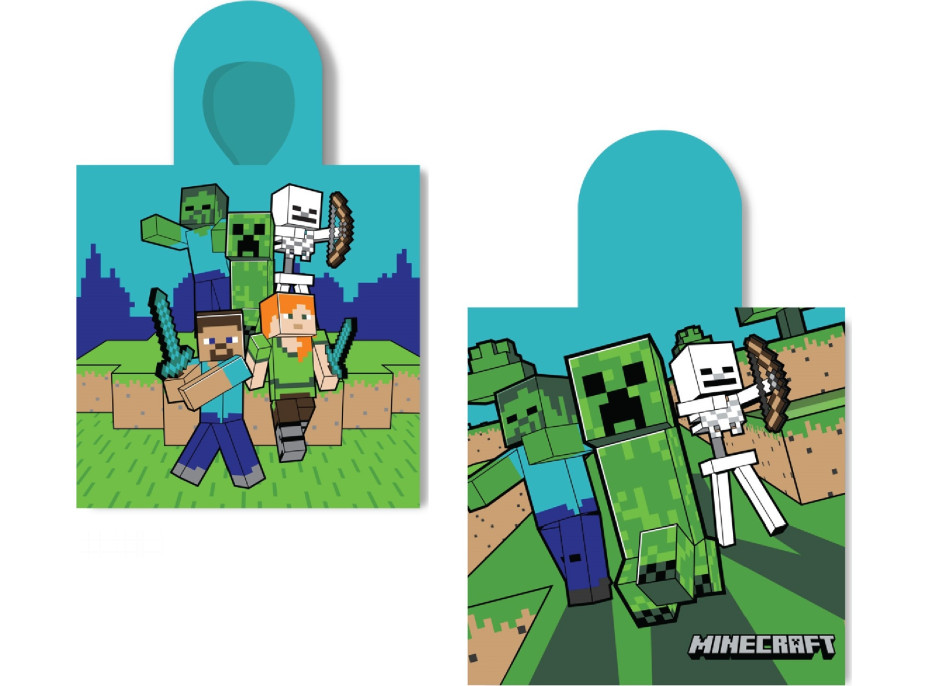 Dětská bavlněná osuška s kapucí MINECRAFT 55x110 cm