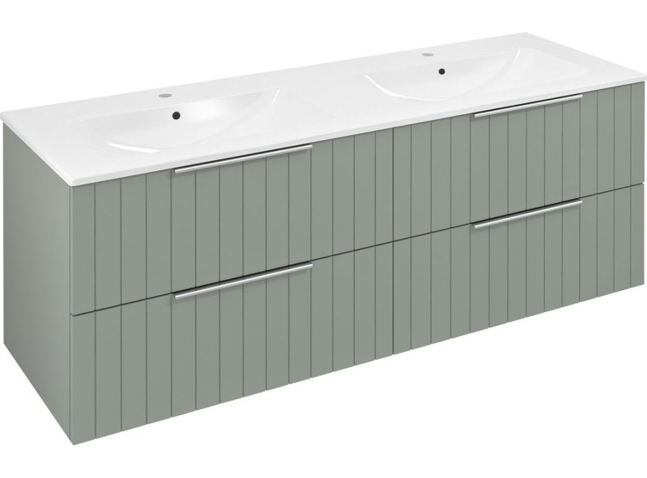 Sapho CIRASA umyvadlová skříňka s dvojumyvadlem 141x54x46cm, verde strip CR141-4444S-21