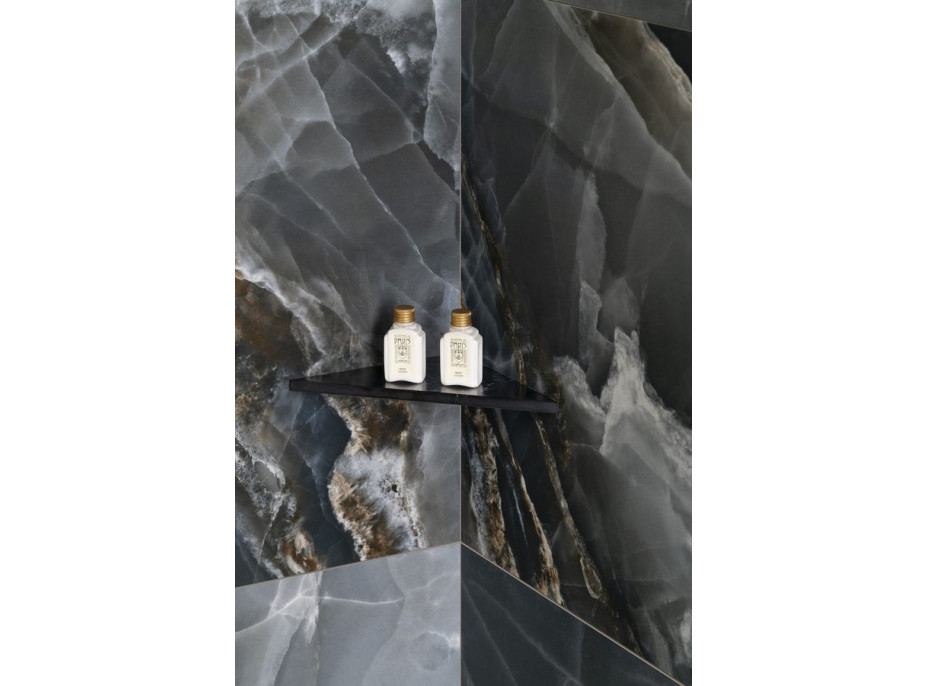 Sapho ABELINE rohová police rockstone 250x250mm, black attica AE250-0598
