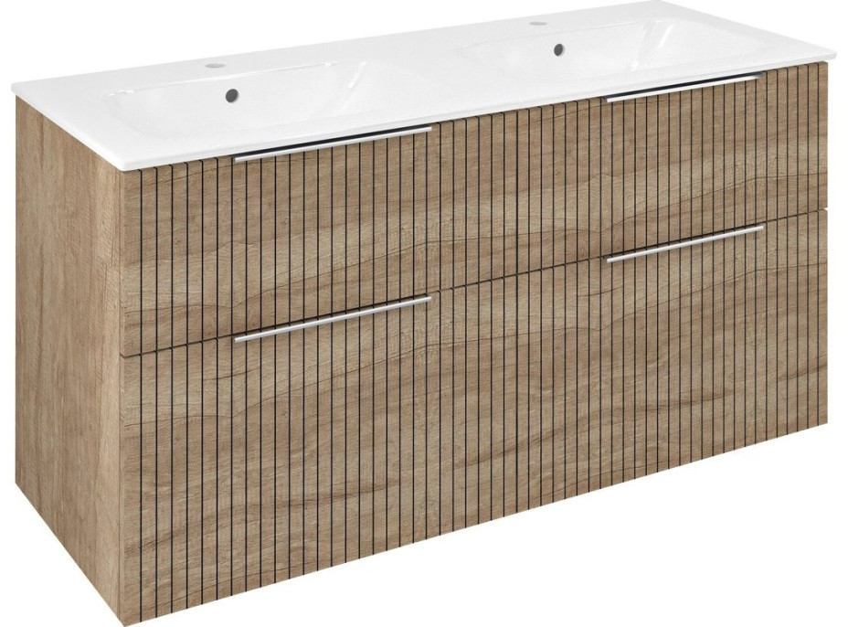 Sapho CIRASA umyvadlová skříňka s dvojumyvadlem 121x66x46cm, dub alabama strip CR121-2322-21