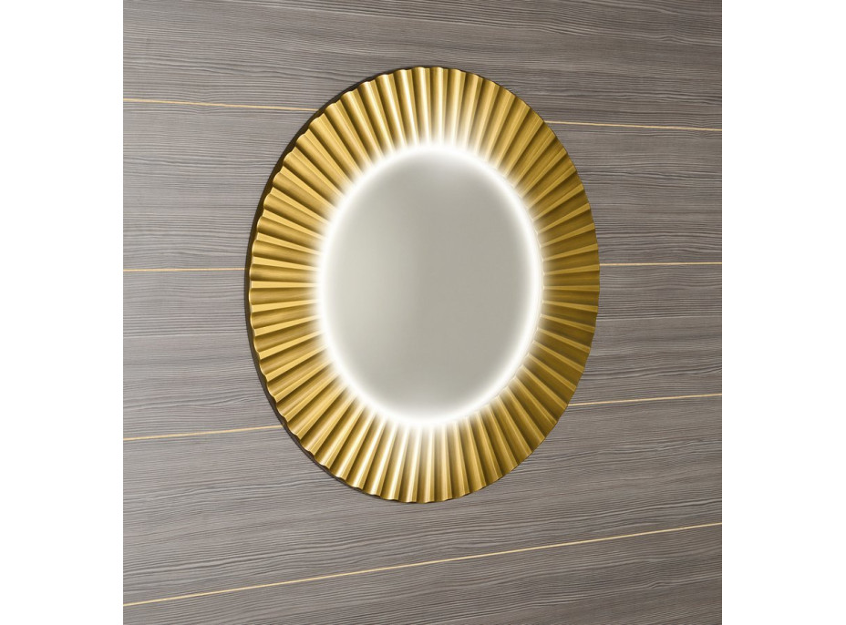 Sapho PRIDE kulaté zrcadlo s LED osvětlením v rámu ø 90cm, zlato PD950