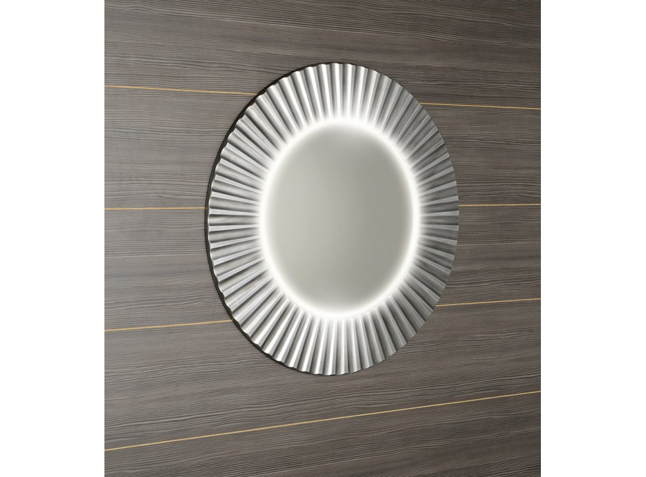 Sapho PRIDE kulaté zrcadlo s LED osvětlením v rámu ø 90cm, stříbrná PD952