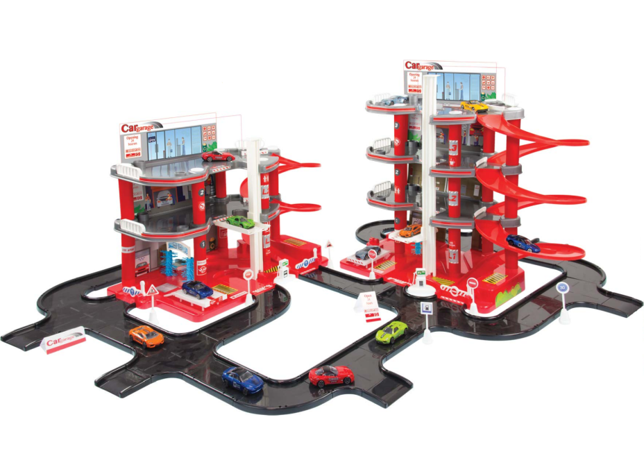 MOCHTOYS Mega garáže - parkovací set se silnicí