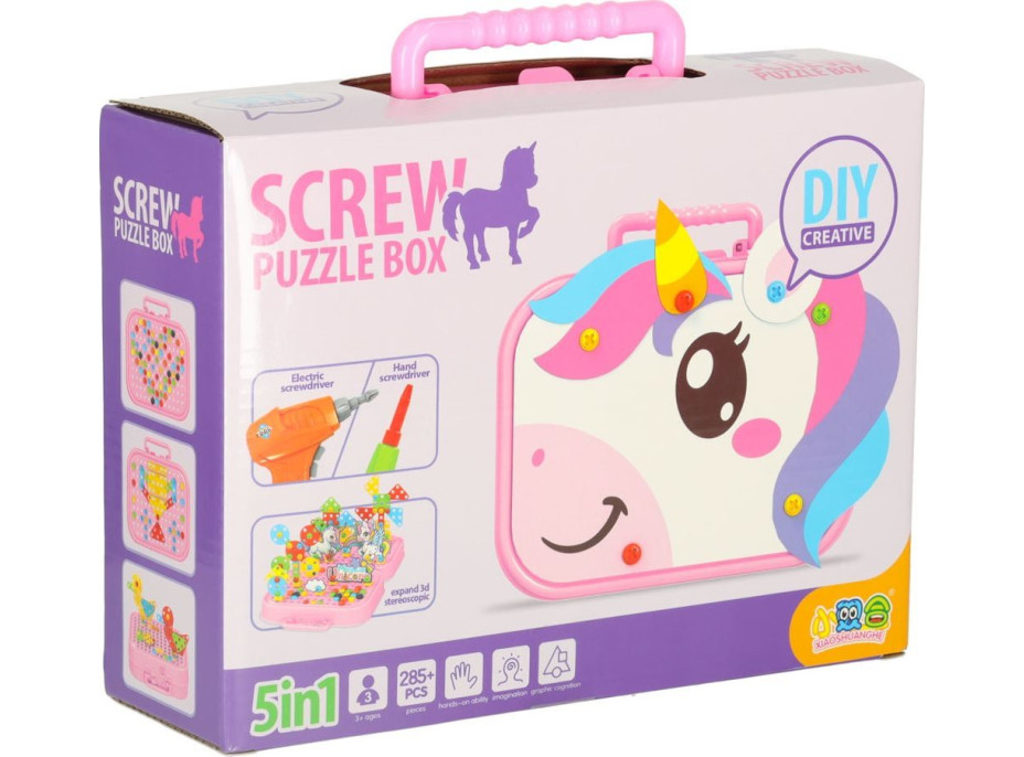 Šroubování Puzzle Box Jednorožci