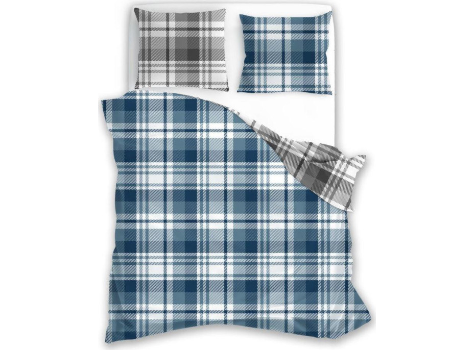 Flanelové povlečení PURE FLANNEL Check - modré/šedé - 140x200 cm