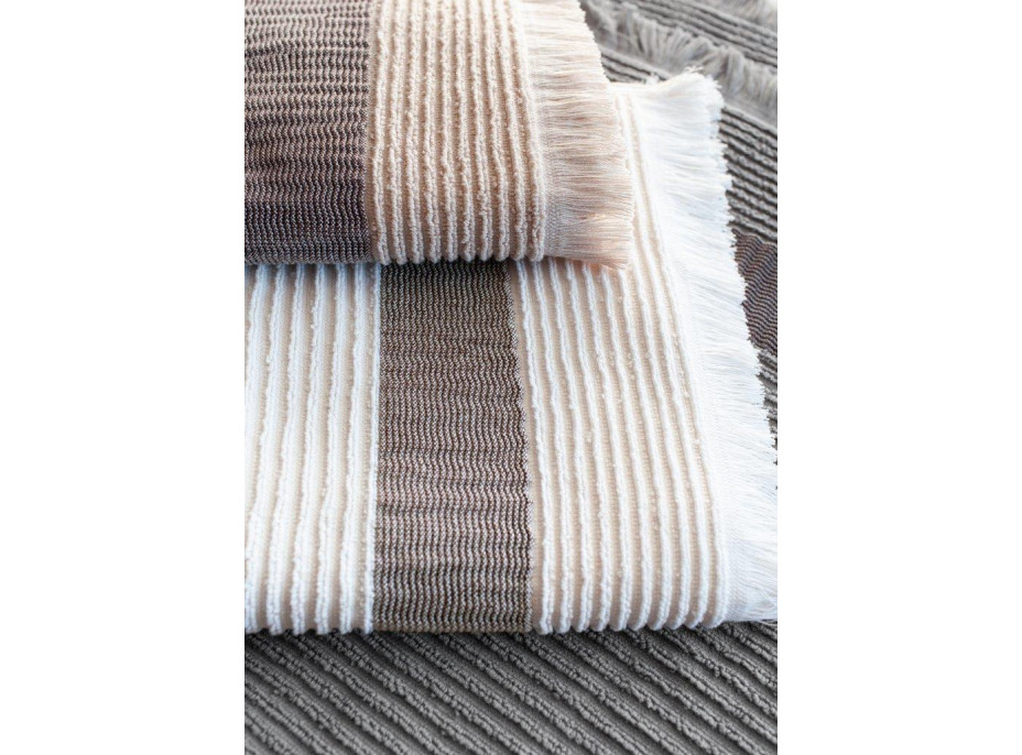 Bavlněný ručník s třásněmi FALA - 50x90 cm - 500g/m2 - béžový
