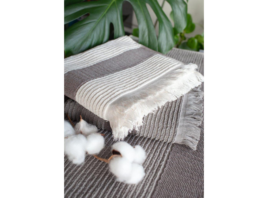 Bavlněný ručník s třásněmi FALA - 50x90 cm - 500g/m2 - ecru