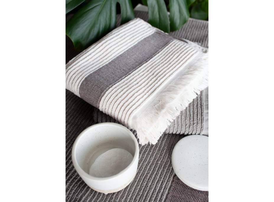 Bavlněný ručník s třásněmi FALA - 50x90 cm - 500g/m2 - šedý