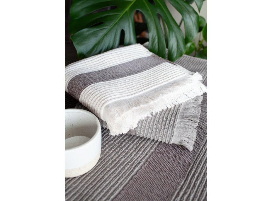 Bavlněný ručník s třásněmi FALA - 50x90 cm - 500g/m2 - šedý