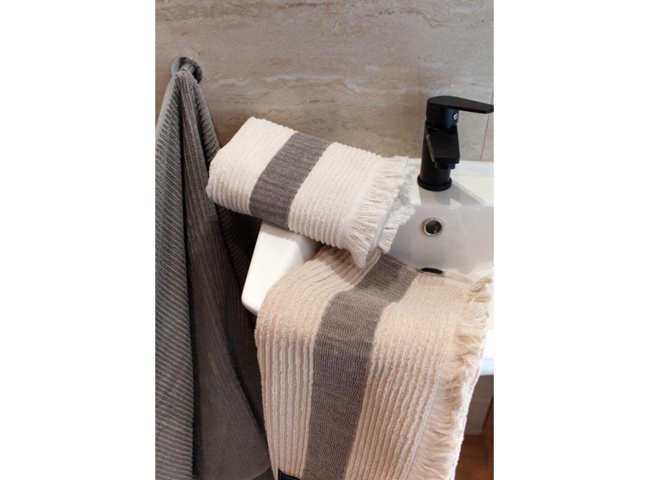 Bavlněný ručník s třásněmi FALA - 70x140 cm - 500g/m2 - ecru
