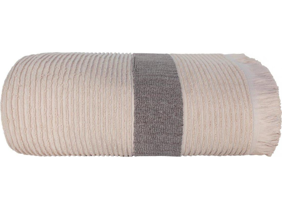 Bavlněný ručník s třásněmi FALA - 70x140 cm - 500g/m2 - béžový