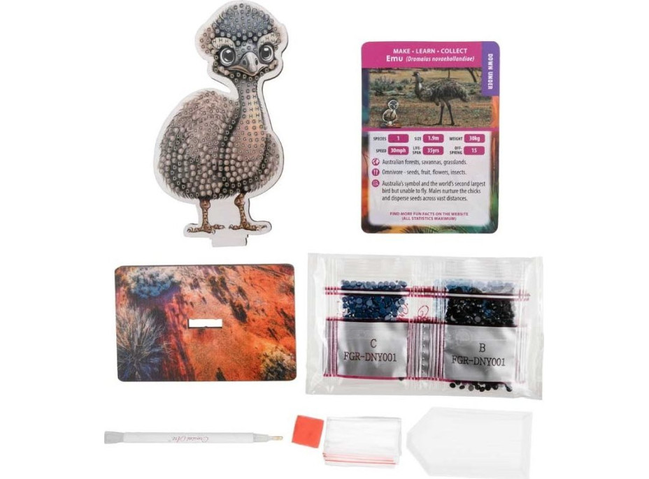 CRYSTAL ART Diamantové malování Na zemi: Emu