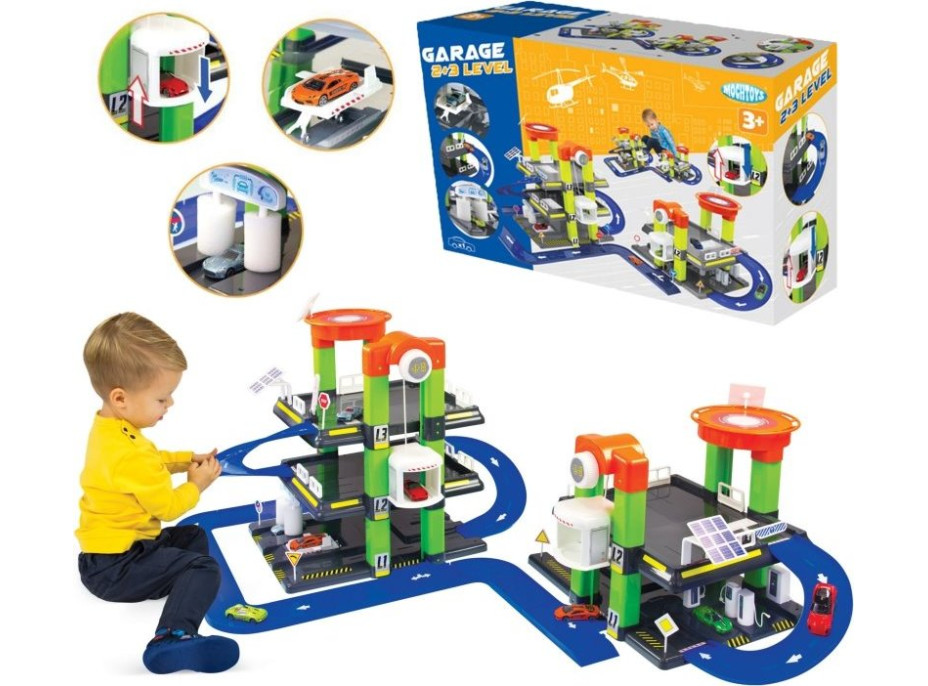 MOCHTOYS Třípatrová parkovací mega garáž