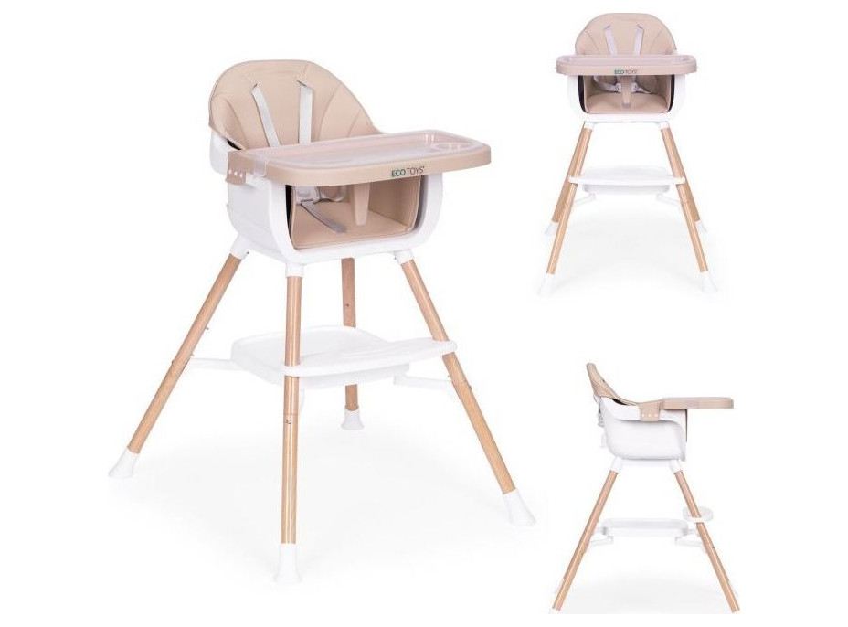ECOTOYS Jídelní židlička 2v1 Béžová