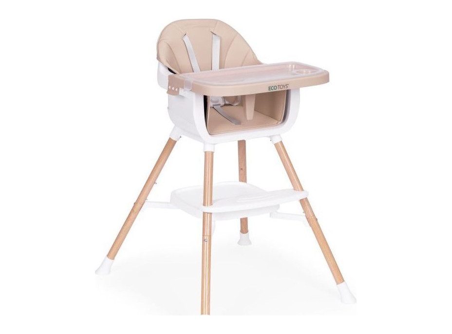 ECOTOYS Jídelní židlička 2v1 Béžová