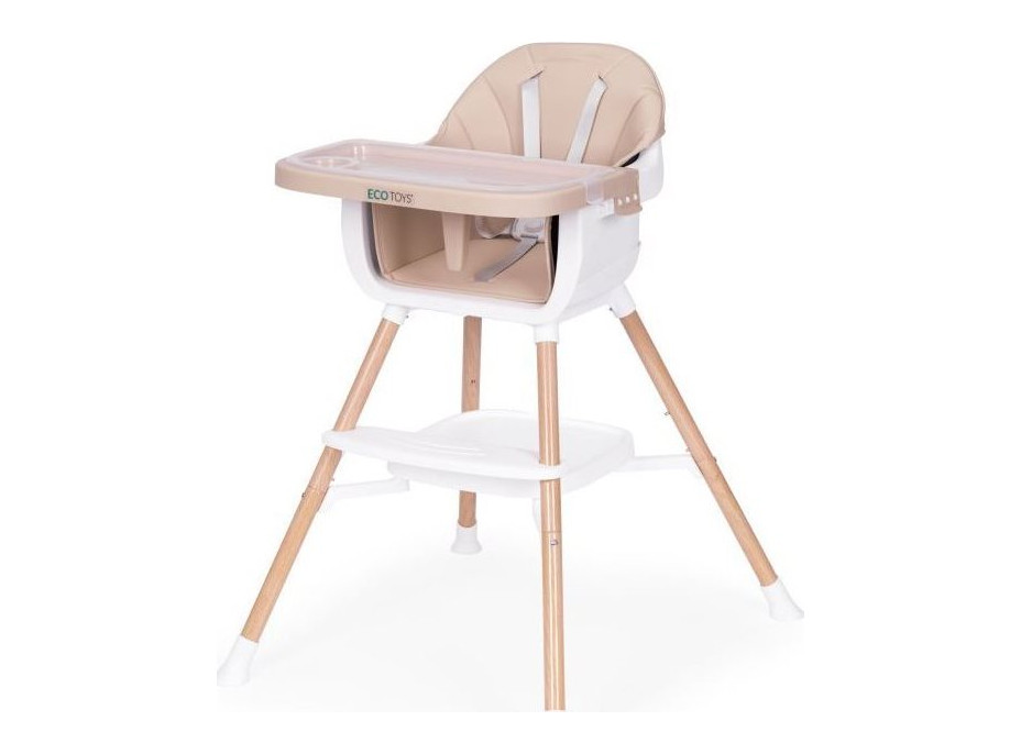 ECOTOYS Jídelní židlička 2v1 Béžová
