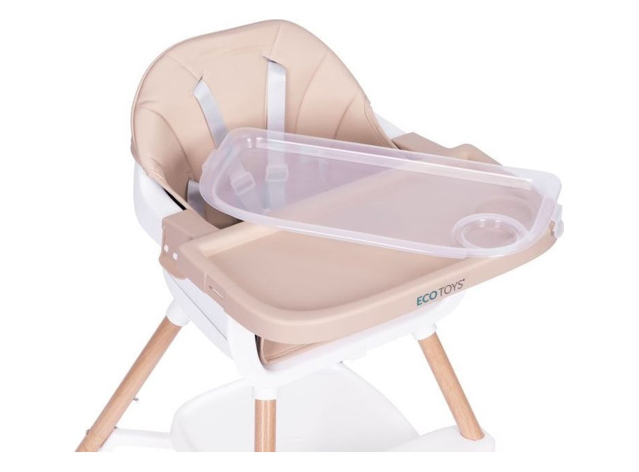 ECOTOYS Jídelní židlička 2v1 Béžová