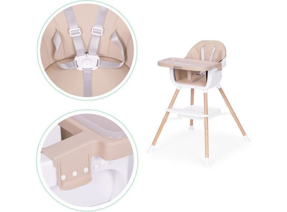 ECOTOYS Jídelní židlička 2v1 Béžová