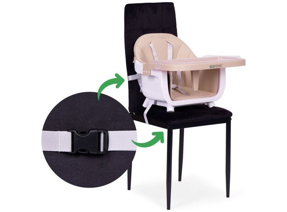 ECOTOYS Jídelní židlička 2v1 Béžová