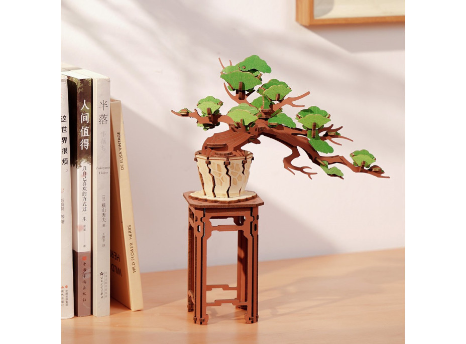 ROBOTIME Rolife DIY 3D dřevěné puzzle Bonsai z jehličnanu borovice 115 dílků