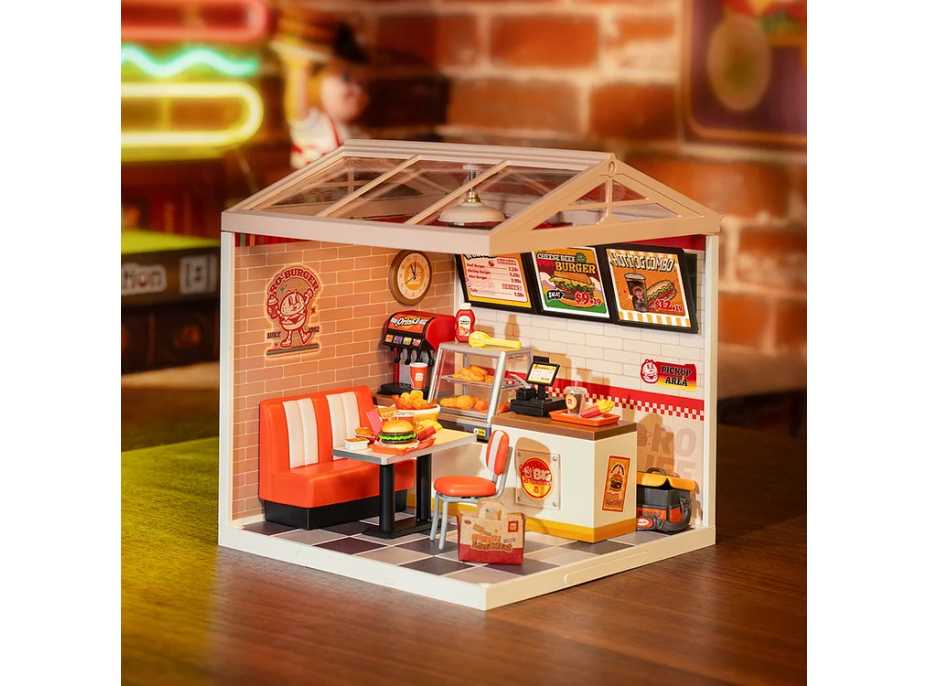 ROBOTIME Rolife DIY House: Restaurace Mňam Mňam s LED osvětlením 110 dílků