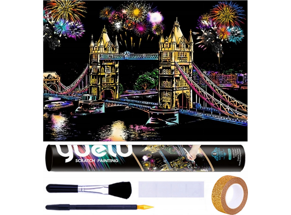 NORIMPEX Škrabací obrázek Londýn Tower Bridge 75x52cm