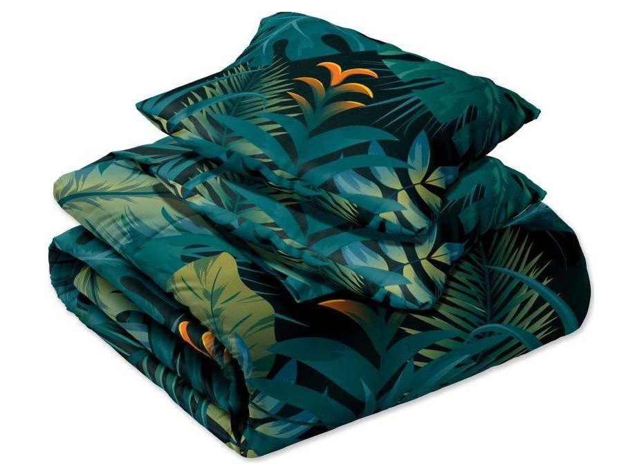 Saténové povlečení NOBILE Jungle - tmavě zelené - 160x200 cm