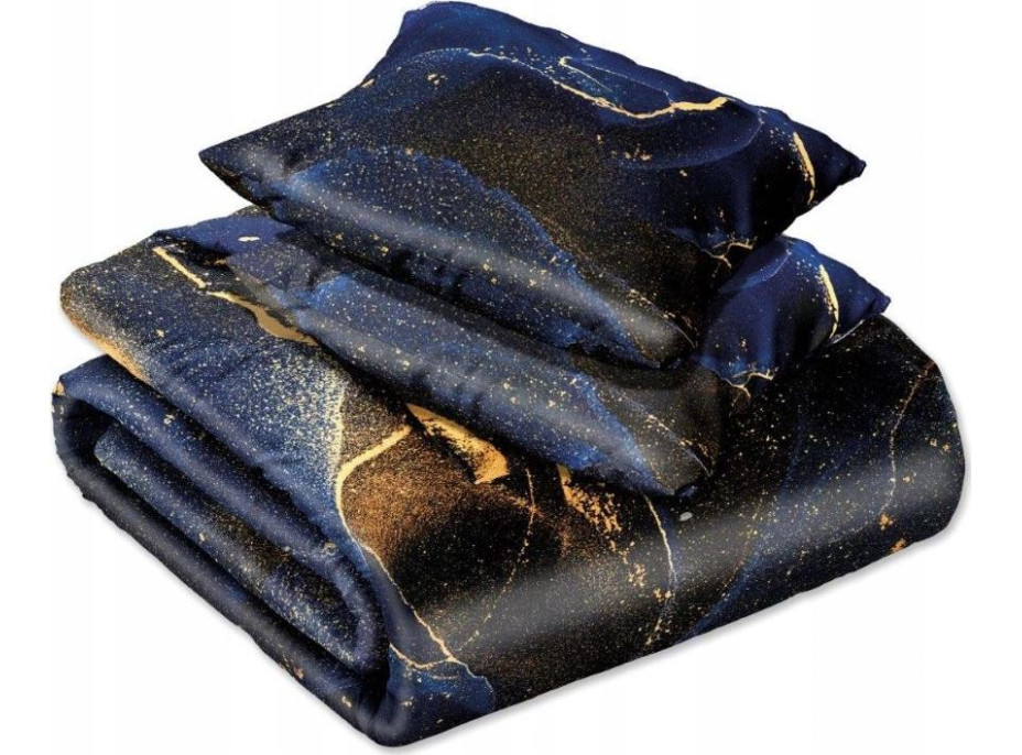 Saténové povlečení NOBILE Marble - tmavě modré - 140x200 cm