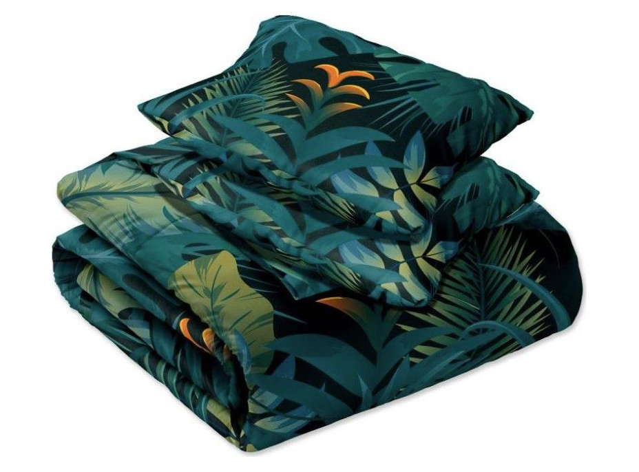 Saténové povlečení NOBILE Jungle - tmavě zelené - 140x200 cm