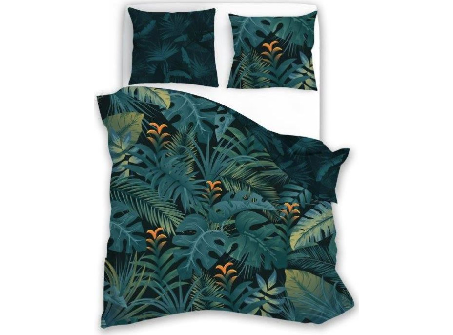 Saténové povlečení NOBILE Jungle - tmavě zelené - 160x200 cm