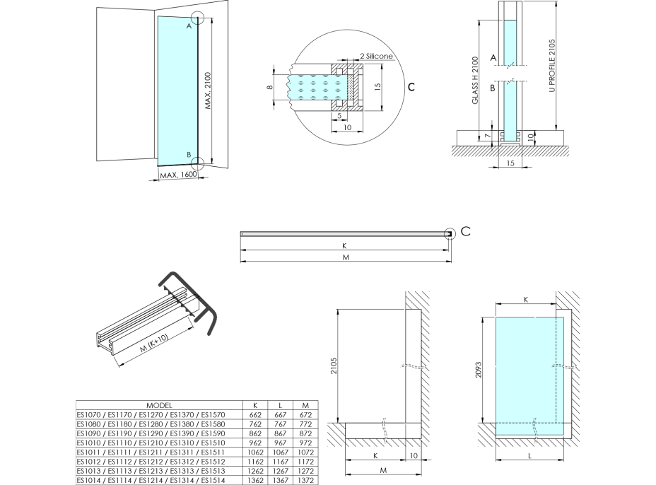 Polysan ARCHITEX CHROM sprchová zástěna 862mm, kouřové matné sklo AXC90SM