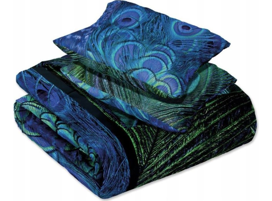 Saténové povlečení NOBILE Peacock - modré/zelené - 140x200 cm