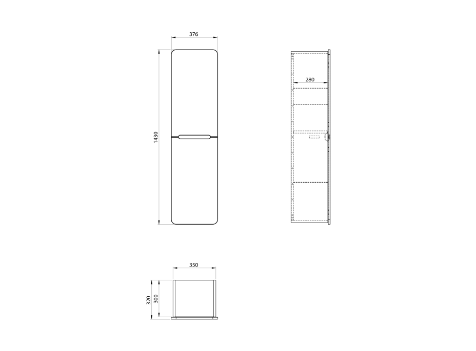 Sapho KERALA skříňka vysoká 38x143x32cm, 2x dvířka, levá/pravá, agila/antracit matný KR350-4334