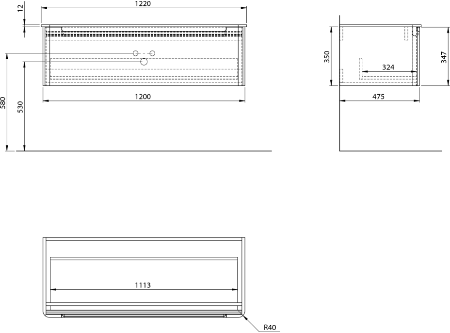 Sapho KERALA umyvadlová skříňka 120x35x47, 5cm, 1x zásuvka, agila KR120-4343
