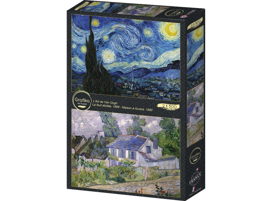 GRAFIKA Puzzle Hvězdná noc a dům Auvers 2x500 dílků