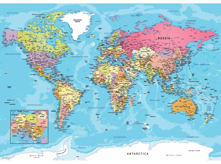 EUROGRAPHICS Puzzle v plechové krabičce Mapa světa 550 dílků