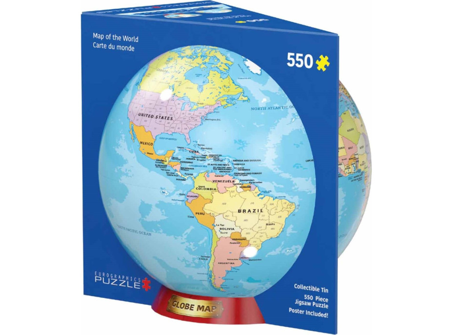 EUROGRAPHICS Puzzle v plechové krabičce Mapa světa 550 dílků