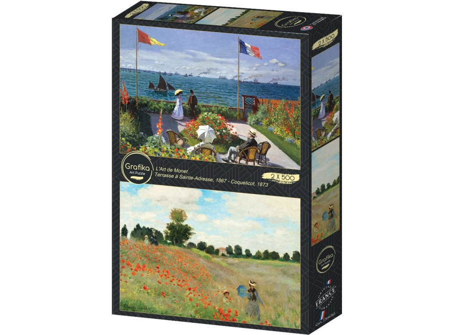 GRAFIKA Puzzle Zahrada v Sainte Adresse a Pole vlčích máků 2x500 dílků
