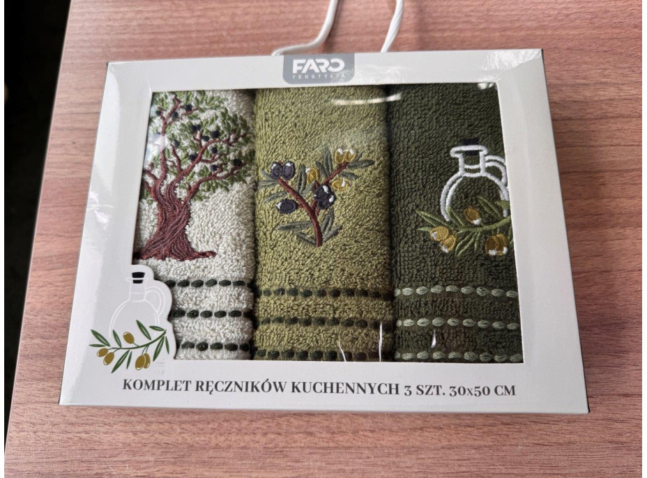 Sada kuchyňských ručníků 30x50 cm (3 kusy) - OLIVY