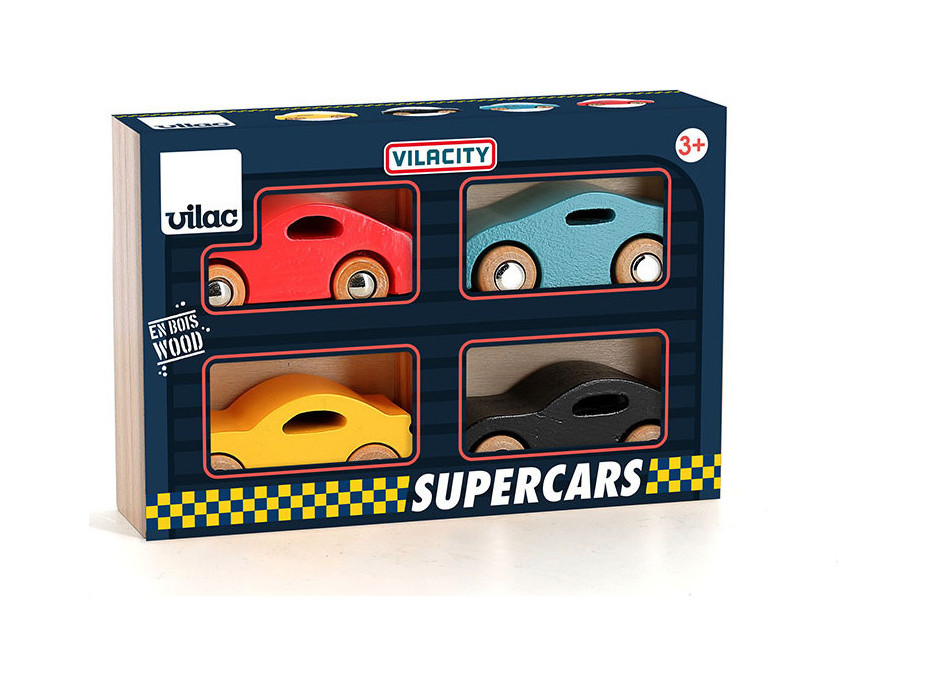 Vilac Sada 4 dřevěných autíček Super Vilacity