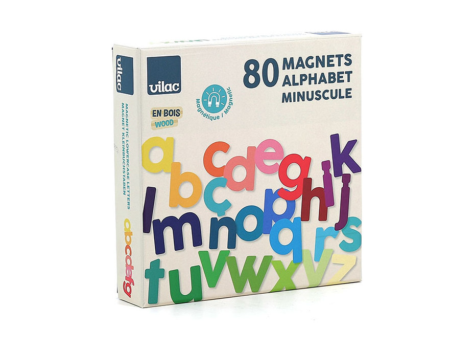 Vilac Dřevěná magnetická abeceda Malá písmena 80 ks