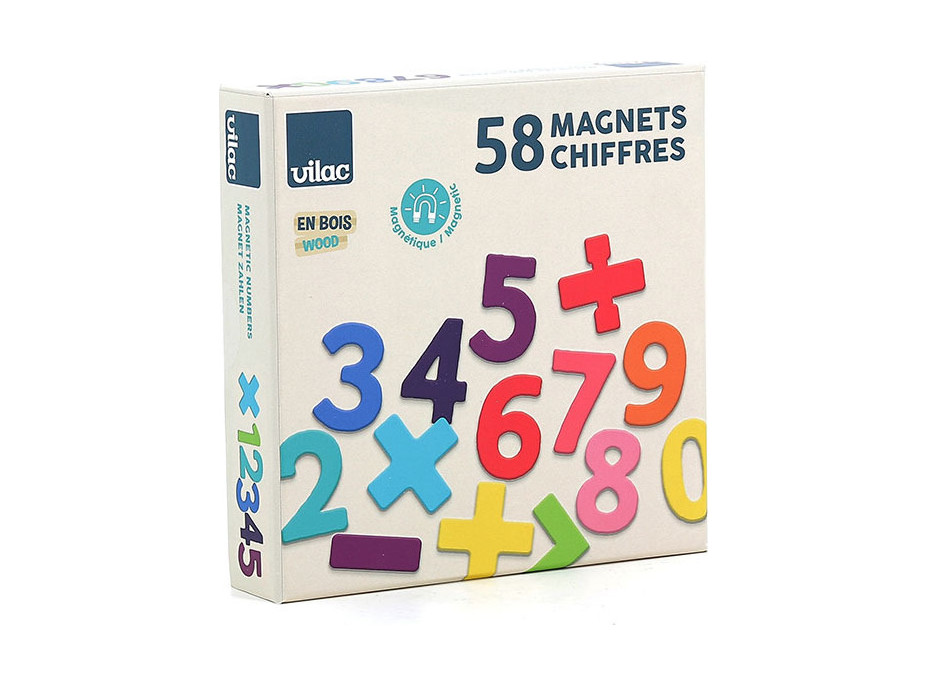 Vilac Dřevěné magnetické číslice 58 ks