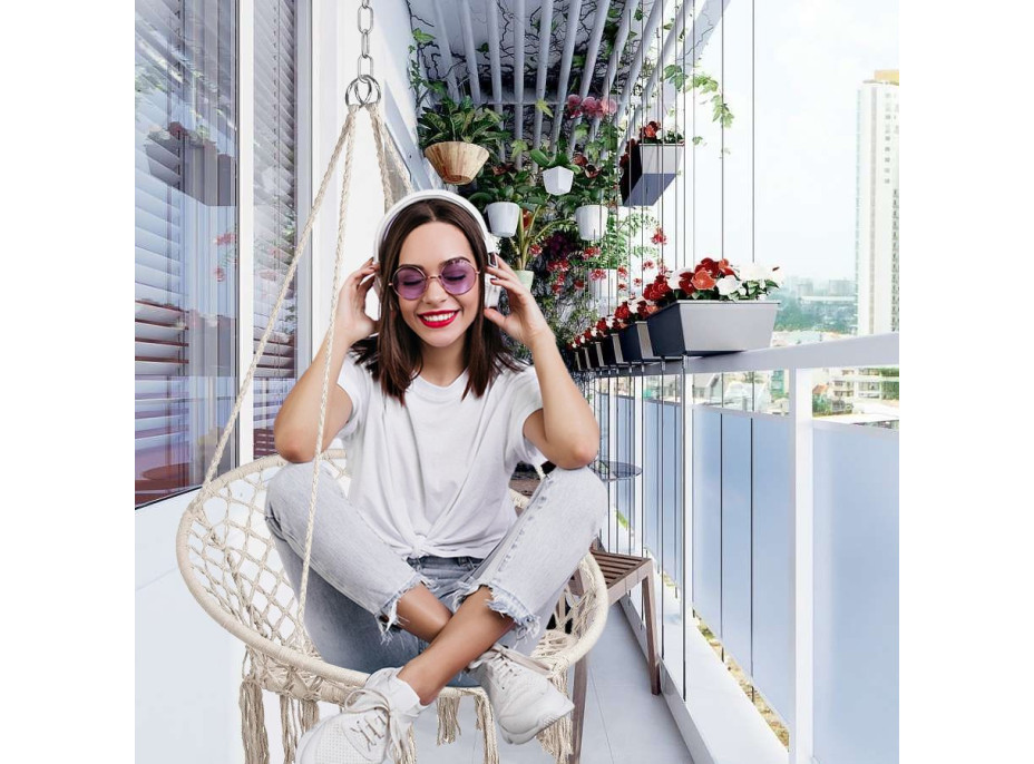 Závěsné houpací BOHO křeslo - ecru
