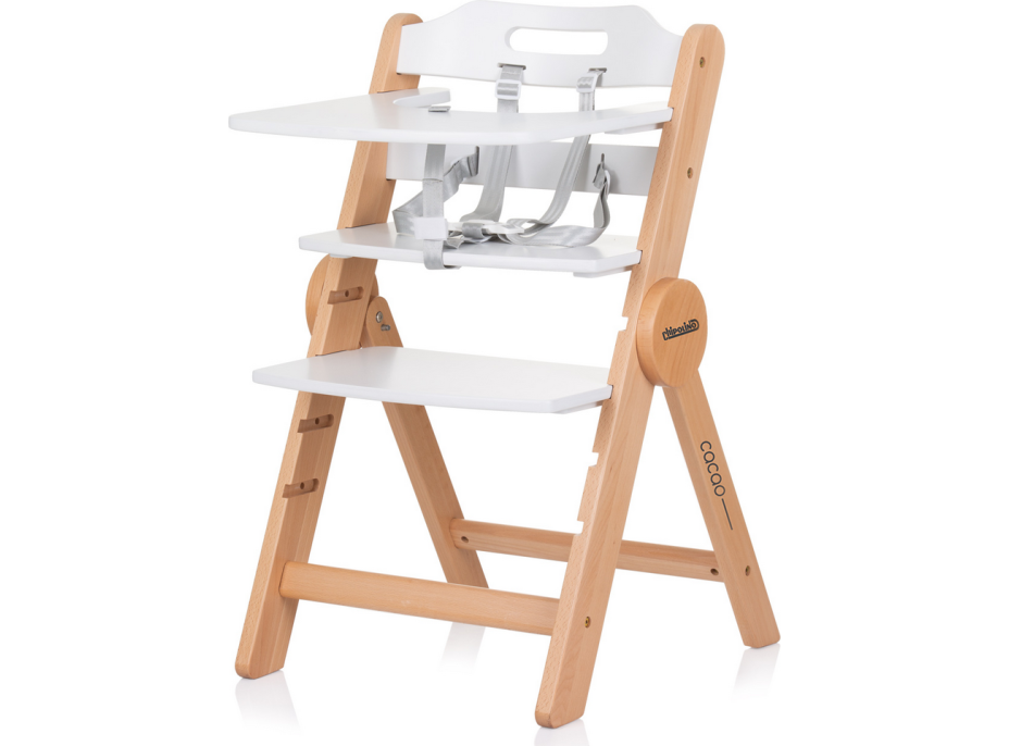 CHIPOLINO Dřevěná jídelní židlička Cacao 2v1 White Wood