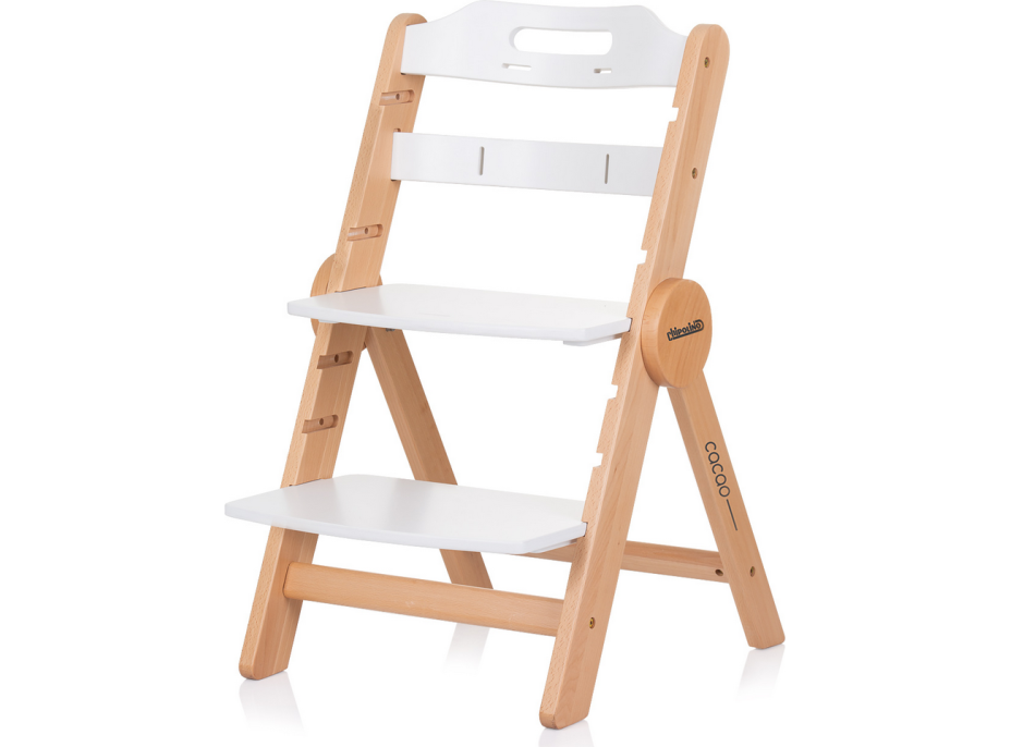 CHIPOLINO Dřevěná jídelní židlička Cacao 2v1 White Wood