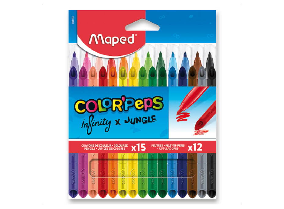 MAPED Pastelky Color'Peps Infinity 15ks + Fixy Color'Peps Jungle 12ks