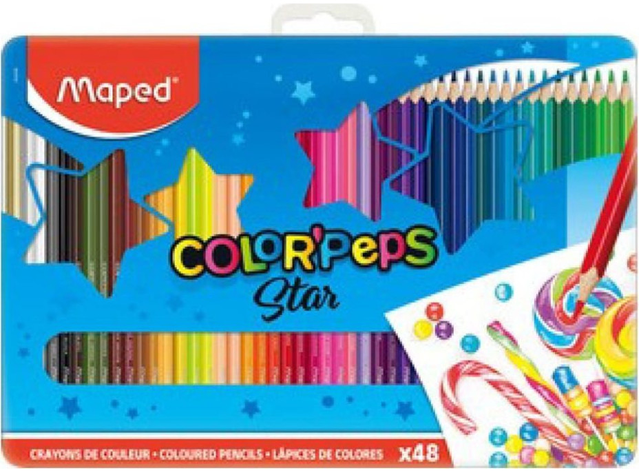 MAPED Pastelky trojhranné Color'Peps 48ks v plechové krabičce