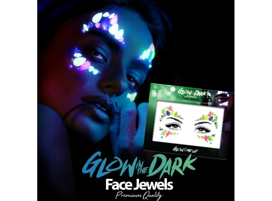 PAINTGLOW Samolepicí kamínky na obličej Kočičí oči - UV, svítící ve tmě